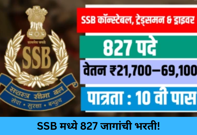 SSB Bharti 827 Posts-Apply Fast!
